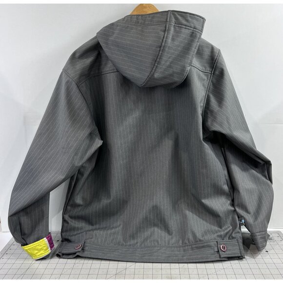 686 Men’s Sz. L Waterproof Hooded Snowboard Jacket Gray Pinstripe - Picture 3 of 11
